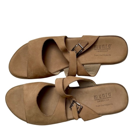 Munro American Sierra Tan Nubuck Leather Comfort Wedge Sandals Size 9 M - Picture 5 of 13